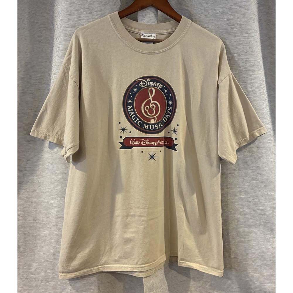 Vintage‎ Walt Disney Mickey Mouse Magic Music Days Men's Size XL Beige T-Shirt